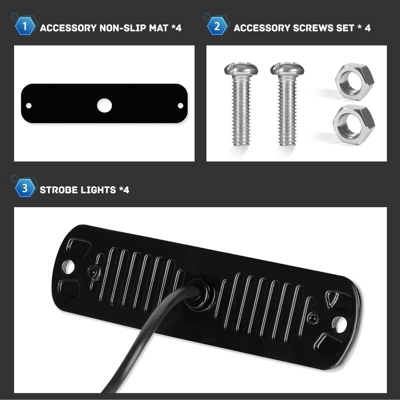 4-Pack 6 LED Amber Strobe Lights Vehicles Trucks Emergency Strobe