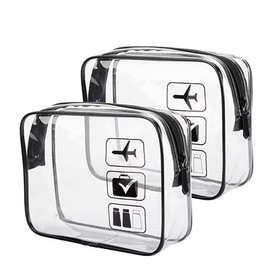 Woodland Clear Toiletries Bag 4 in 1 Waterproof Toiletry Bags Clear PVC Travel Bag Wash Bag Makeup Bag Airport Liquid Bag for Men, Women Large to Small Travel Accessories (Clear, Set of 2)