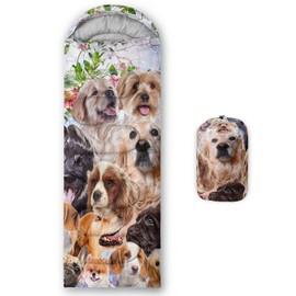 CVHOUSE Kawaii Dog Camping Sleeping Bags,3 Season Warm & Cool Weather,Lightweight,Waterproof Sleeping Bags for Adults & Kids,Traveling,and Outdoors,Camping Gear Equipment,31x90inch