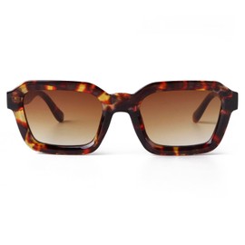 ADE WU Trendy Square Sunglasses for Women Men, Unique Designer Inspired 70s Stylish Thick Square Frame Sun Glasses (Tortoise shell/Brown Lense)