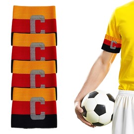 KEMUZ Pack of 4 Football Captain's Armband for Boys, Men and Girls, Many Sports, Captain's Armband Children, Elastic, (Germany)