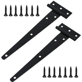 2 Pcs Heavy Duty T Hinges with Mounting Screw, 8 Inch (200mm) T Strap Door Hinges, Tee Hinges Galvanised for Wooden Gate Door Window