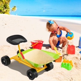 HONEY JOY Ride On Sand Dumper for Kids, Outdoor Garden Dump Cart Wheelbarrow w/8 Inch Wheels, Heavy Duty Steel Sit On Pulling Wagon Play Toy for Boys Girls (Light Green)