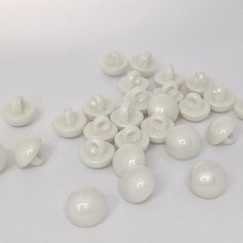 MajorCrafts 24pcs 11mm High-Grade Acrylic Small Round Mushroom Shank Sewing Buttons (White)