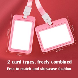 3 Pack Card Holders with Strap Extendable Steel Cable Clear ID Card Sleeves for ID Clip, Credit Cards Badge Holder (White)