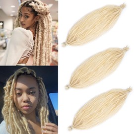 ZRQ 3 Packs Pre-Separated Springy Afro Twist Hair For Distressed Locs 24 Inch Marley Crochet Braiding Hair Blond Synthetic Hair Extension For Black Women 8 Strands/Pack (613#)