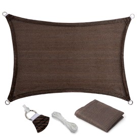 Eden's Decor 5' x 8' Brown Sun Shade Sail Outdoor Canopy Rectangular Awning Fabric Cloth Screen for Patio Garden Backyard Pergola Custom Size