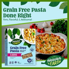 Heaven & Earth Grain Free Pasta, Cassava Elbow Macaroni Pasta, 8oz (3 Pack) | Paleo Pasta | Vegan | Certified Gluten Free | Kosher for Passover