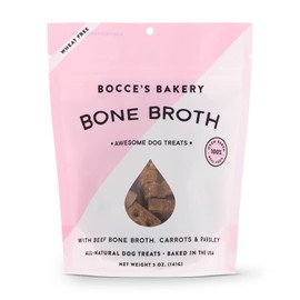 Bocce's Bakery Oven Baked Bone Broth Treats for Dogs, Wheat-Free Everyday Dog Treats, Made with Real Ingredients, Baked in The USA, All-Natural Biscuits, Beef Bone Broth, Carrots, & Parsley, 5 oz
