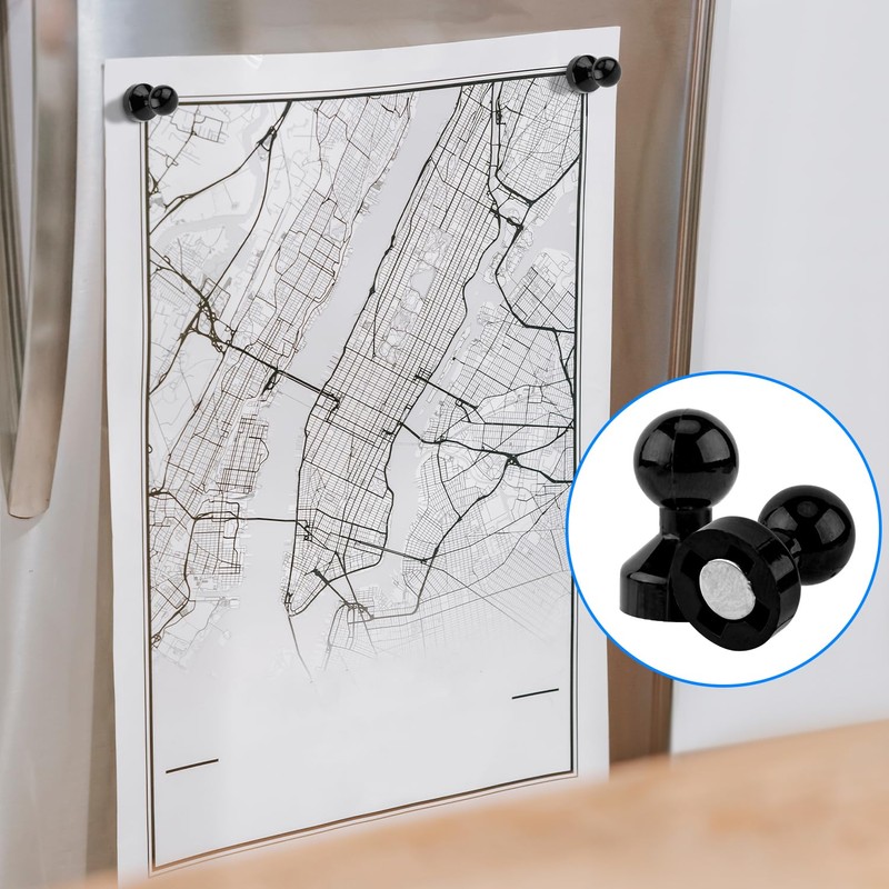 50pcs Push Pin Magnets, Black Map Pushpin Magnets Packed in