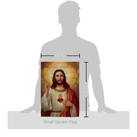 Feast of Sacred Heart of Jesus Flag Vintage American Flags for Outside Wall Hanging Décor Religious Canvas Room Tapestry Faith Fathers Day Cemetery Decoration for Grave Yard Catholic Gifts