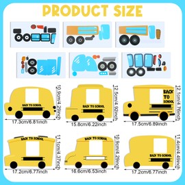 FoldTier 24 Set School Bus DIY Picture Frame Crafts Kit for Kids Bulk Yellow School Bus Photo Frames Back to Stickers Classroom Decor Kit for First Day of Student Activities Supplies