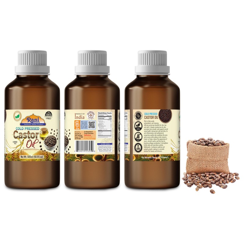Rani Castor Oil 16.9 Ounce (500ml) Cold Pressed | 100%
