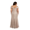 R&M Richards Women's Petite Elegant Off The Shoulder Gown, Champagne