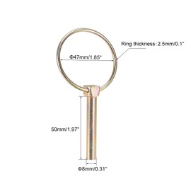 sourcing map Linch Pin with Ring - 8mm x 50mm Trailer Pins Assortment Kit for Boat Kayak Canoe Trailer Tractor Trolley Horsebox