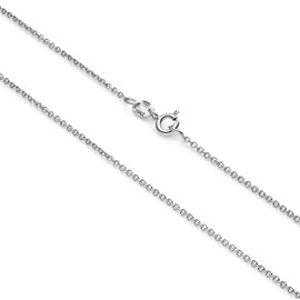 AKA Gioielli® - 925 Sterling Silver Rhodium Women Necklace - 1.4 mm Cable Link/Rolo Chain - Sizes: 22 inch