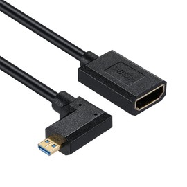 MysRuida 1ft 8K Micro HDMI 2.1 to HDMI 2.1 Cable, 90 Degree Left Angle 8K Micro HDMI Male to 8K HDMI Female Extension Adapter Extender Cable, OD 4mm Slim Ultra HD HDMI 2.1 Version 8K Cable, 8k@60HZ