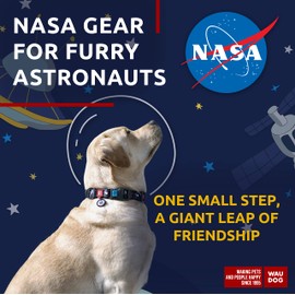 NASA - Collar de perro de nailon ajustable para perros grandes, perros pequeños y medianos, collares de cachorro para perros de raza grande, collares de perro para niños y niñas con hebilla de plástico duradera y etiqueta de perro QR
