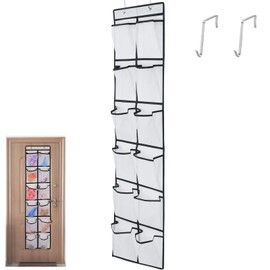 sinzau Over the Door Organiser for Shoes, Shoe Organiser for Hanging, Shoe Organiser Over the Door Organiser, 12 Large Pockets Shoe Storage Hanging, with 2 Hooks, for Storage