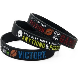 Inkstone Football Silicone Wristbands with Motivational Sayings Rubber Bracelets