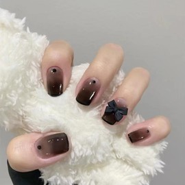 Fuyunohi Nail Tip, Long False Nail, Black Butterfly Type, Korea, Double-sided Tape, Set of 24, DIY Convenient, Nail Supplies, Easy Installation, Beauty, Elegant, Accessories, Everyday Commute, Dating,