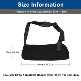 VDSOW Arm Sling - Breathable Shoulder Immobiliser Bandage for Men and Women, Adjustable Mesh Arm Sling Shoulder for Broken Arm, Elbow, Wrist Fractures and Dislocation - Black