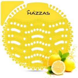 10 Pack of Hazzas Lemon Scented Urinal Mats - Ultimate Urine Smell Remover with Urinal Screen Protection, Deodorizer & Splash Resistant Scented Urinal Screen Mats