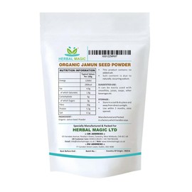 Herbal Magic's Organic Jamun Seeds Powder Indian Black Berry Natural Dried Powder for Super Smoothie, Shake Premium Quality Powder,Free from Fillers & Preservatives