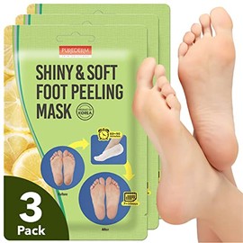Set de 3 pares de mascarillas para pies exfoliantes para tener una piel suave, con aceite de semillas de girasol y extractos de limón, para hombres y 