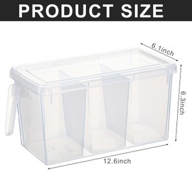 Quzzil 4 Pcs Fridge Organizer Refrigerator Organizer Bins with Lids and Handle Clear Fruit Storage Containers for Fridge Vegetable, Egg, Meat (Divided and Normal Style)