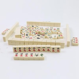 Florauspicious Chinese Mahjong Set - with 144 Tiles, 2 Dice Chinese Style Game for Travel, Family Gathering, Party (30#3X2.2X1.5CM)