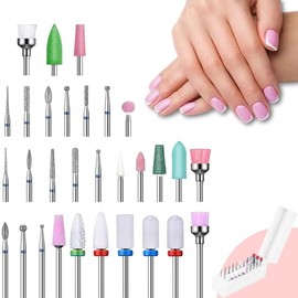 Kit Manicura Pedicura Pulido Broca Uña Gel Acrílico Cerámica Profesional Limpieza | 30 Piezas + Estuche