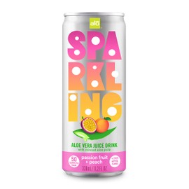 ALO Sparkling Passion Fruit & Peach Carbonated Aloe Vera Juice Drink | 11.2 fl oz, Pack of 12 | Plant-Based Beverage, Vegan
