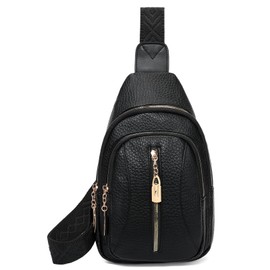 GOIACII Cossbody Bag for Women Sling Bag Anti Theft Travel Purse Fanny Packs Leather Black