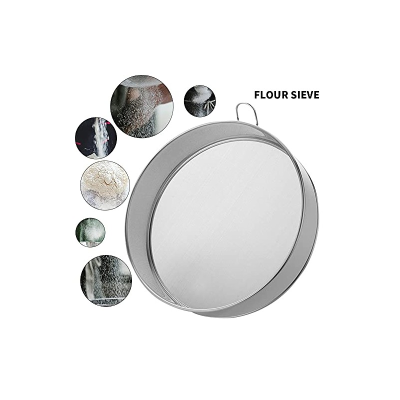 Flour Sieve, Sieve Fine Mesh Kitchen Home Stainless Steel with