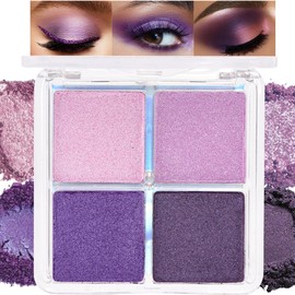 HHLTOH 4 Colors Dark Purple Light Pink Medium Orchid Matte Eye Shadow Palette Makeup, Highly Pigmented Waterproof Shimmer Eyeshadow Palette for Women, paleta de sombras de ojos, Vegan & Cruelty-free05