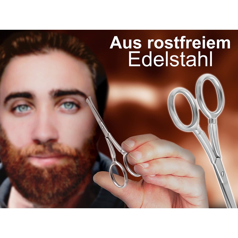Curved Hair Mustache Scissors Beard Scissors – 9 Cm – Stainless Steel – Straight Cut Top