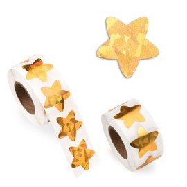 1000Pcs Holographic Gold Star Stickers Roll of Stickers for Girls Boys Classroom Stickers for Students Glitter Foil Star Sticker for Reward Small 2 Rolls Gold Stars Stickers for Teachers 1 Inch