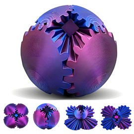 Gear Ball, 3D Printed Gear Ball - The Steampunk Whirling Wonder Fidget Gear Ball, Gear Sphere Cube Fidget Toys for Office & Home, Cool Stuff Toy Gift for 3+ Years Children Adults