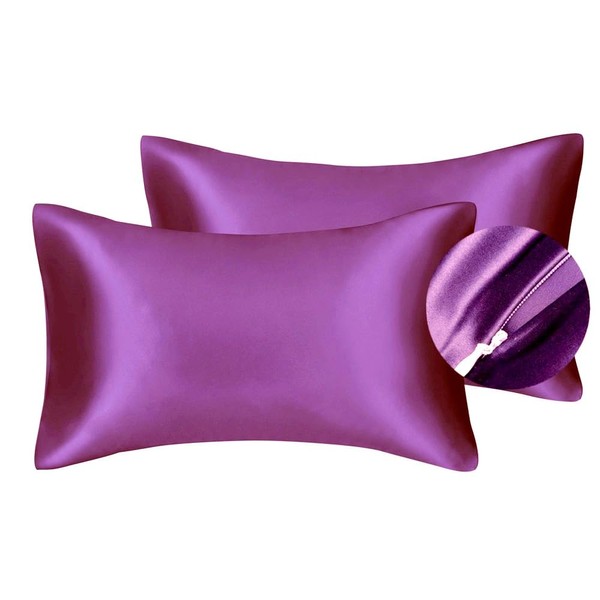 Juwenin Bedding,Luxury Satin Pillowcase with Zipper (Silky Satin Pillow Case