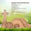 Easter Scene Decoration Handcrafted Wooden Empty Tomb Cross Decoration for
