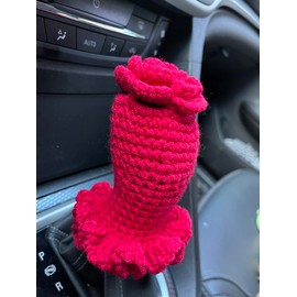 Hosootan Crochet Shift Knob Cover,Cute Shift Boots Knobs Cover,Universal Car Accessories for Women (C,Rainbow)