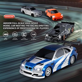 Vefacion Mini RC Drift Car 1:43 Scale 2.4GHz 15 km/h High Speed Sports Racing Car Remote Controlled Car Model with Light for Boys Girls and Adults Gift