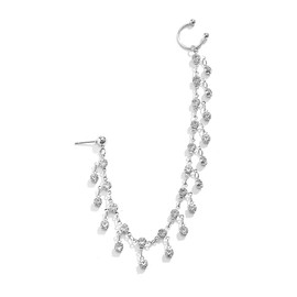 JUSTUSNX Punk Fake Nose Ring Chain Rhinestone Tassel Dangle Nose Ring Hoop Fake Nose to Ear Chain with Studs Non Piercing Nose Ring Indian Jewelry for Women Girls (B)