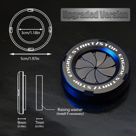 Tybasthe Rotary Push Start Button Cover, Cross Car Accessories Engine Start Stop Button Cover, Car Stickers Interior Decor, Motorcycle Ignition Key Switch Cover, Black