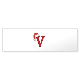 CafePress Letter V Christmas Monogram 10"x3" Rectangle Vinyl Bumper Sticker Car Decal