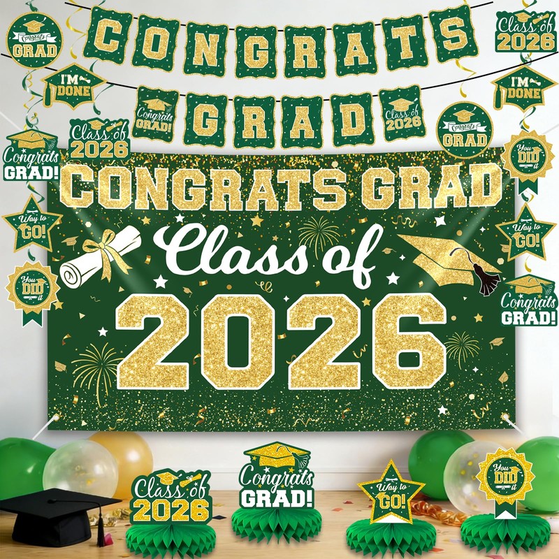 2026 Graduation Decorations Set - Class of 2026 Congrats Grad