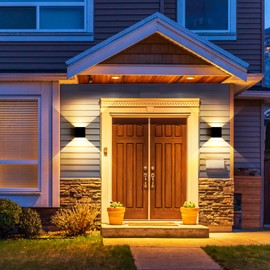 FUPE 20W 2Pack Led Black Outdoor Wall Sconces Light Fixtures Modern Exterior/Interior Waterproof Porch Wall Mounted Lighting Outside Wall Lamps for Garden Shop Yard Patio Home Entryway Park Staircase