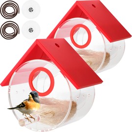 2 Pack Hummingbird House,Window View Acrylic Bird Feeder with Strong Suction Cup and Lanyard for Outside - See Through Upgraded Birdhouse Outdoors,Gardening Gifts Home Decoration