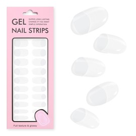 YiMistnnts Gloss Fully Cured Gel Nail Strips - UV Free, Long Lasting Salon Quality 22 Nail Wraps for Women's Classic French Manicure